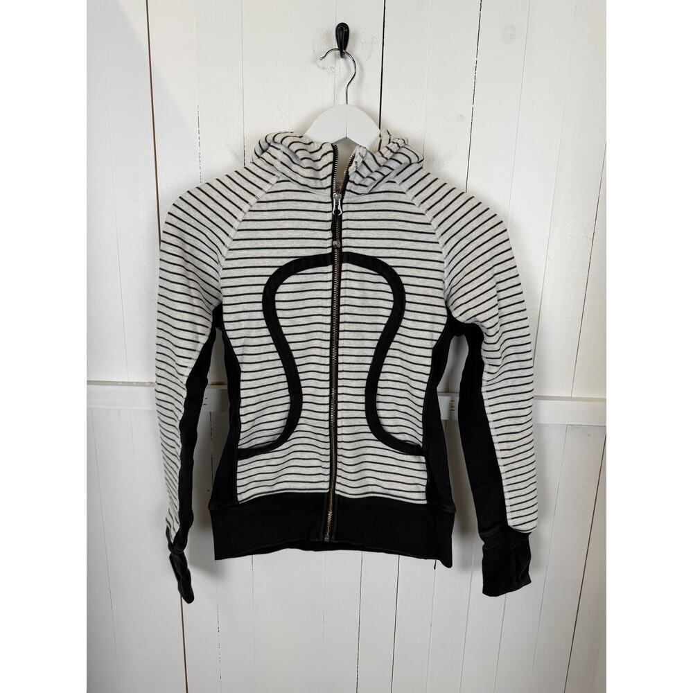 Lululemon White Black Track Jacket Women’s Size 2 Cotton